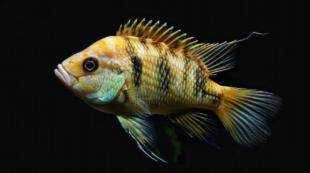 Cichlid in the dark background