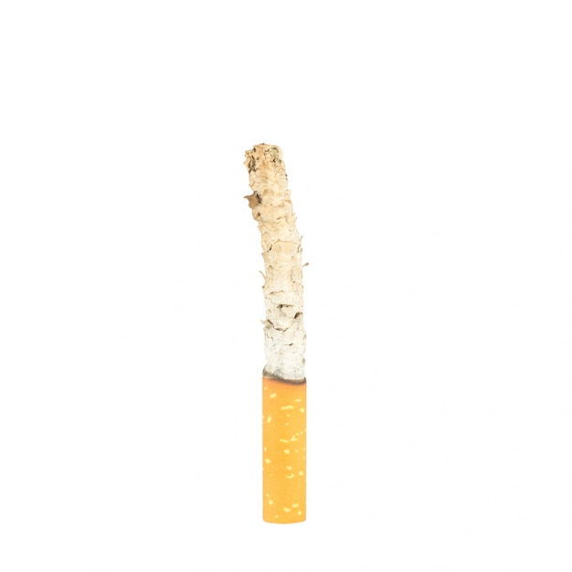 Cigarette burn isolated on white 
