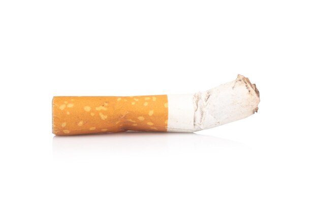 Cigarette butts isolated on white background