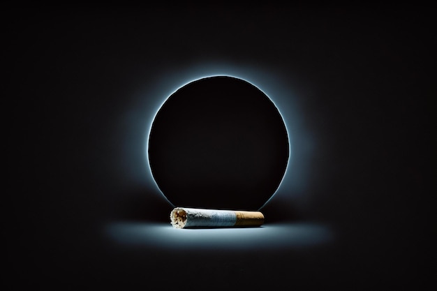 Cigarette on a dark background empty space for text