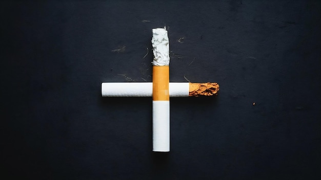 暗い地表のタバコ 世界のタマコ禁止日コンセプト