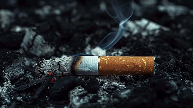 Photo a cigarette is being burned in a dark room