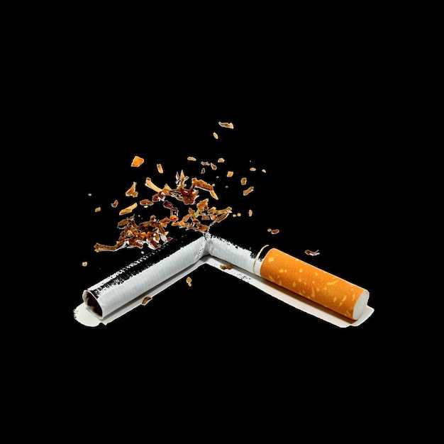 Фото Сигареты разбивают против курения никотин full hd изолированы на черном