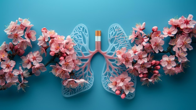 Photo cigarette sticks in the shape of human lungs world no tobacco day it39s not ok to smoke medical banner copy space