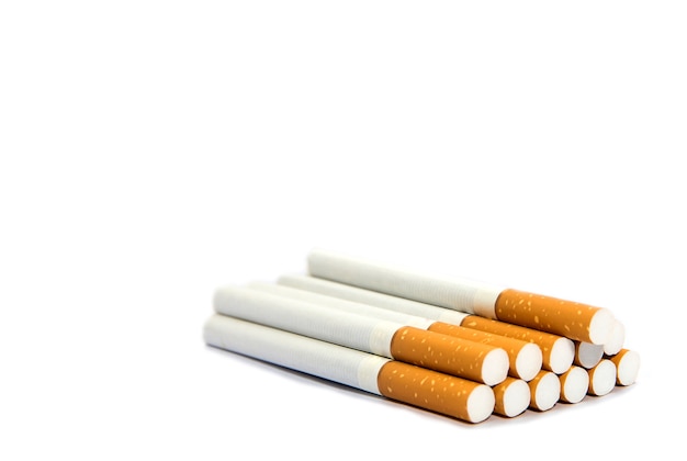 Cigarette on white isolated background