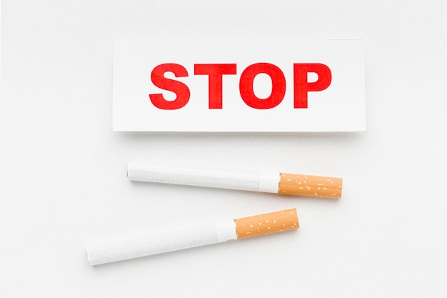 Photo cigarette with stop smoking message