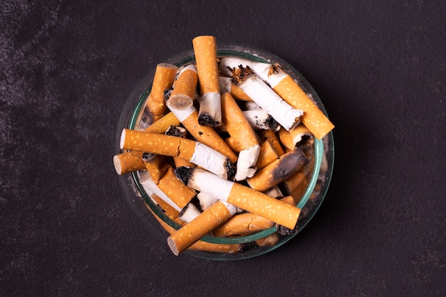 Cigarettes butts in ashtray