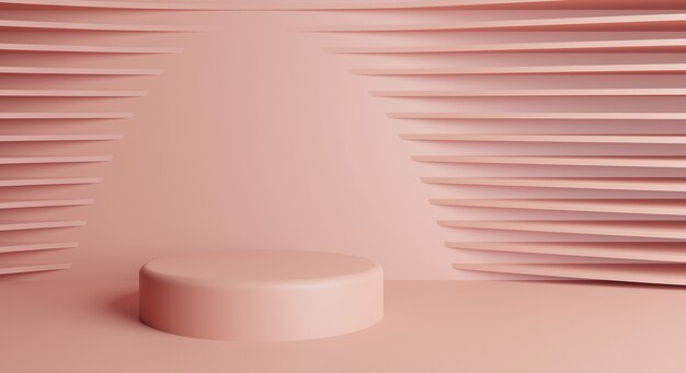 cilinderpodia op roze achtergrond Scène om cosmetisch product te tonen Showcase