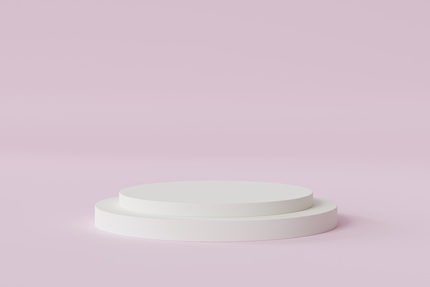 Cilinderpodium of voetstuk voor producten of reclame op pastel roze achtergrond, minimale 3d illustratie render