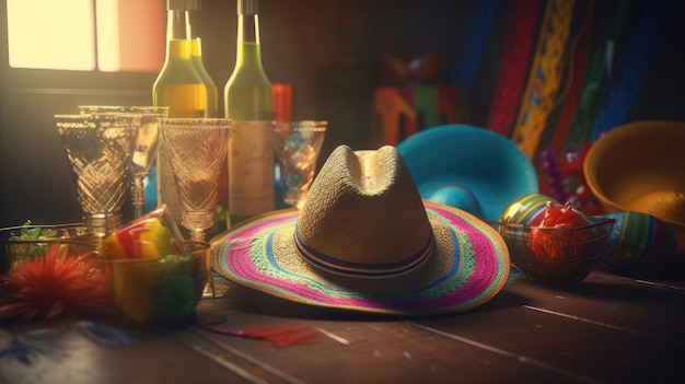 Cinco de maya background Illustration AI GenerativexA