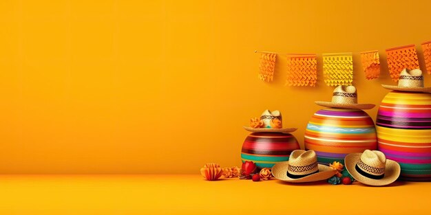 Cinco de mayo banner with blank space for text orange background cinco de mayo background