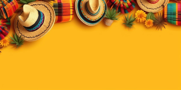 Cinco de mayo banner with blank space for text orange background cinco de mayo background