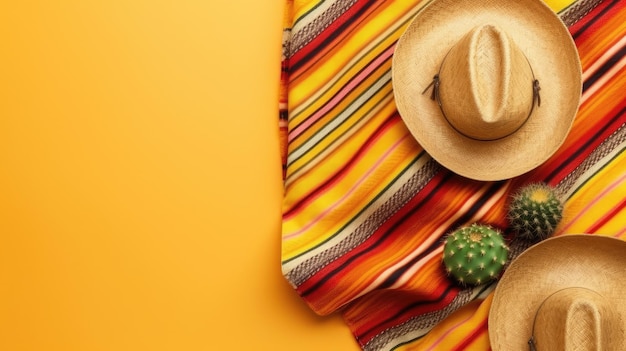 Cinco de mayo banner with blank space for text orange background cinco de mayo background