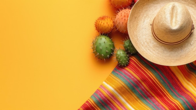 Cinco de mayo banner with blank space for text orange background cinco de mayo background