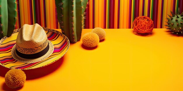Cinco de mayo banner with blank space for text orange background cinco de mayo background