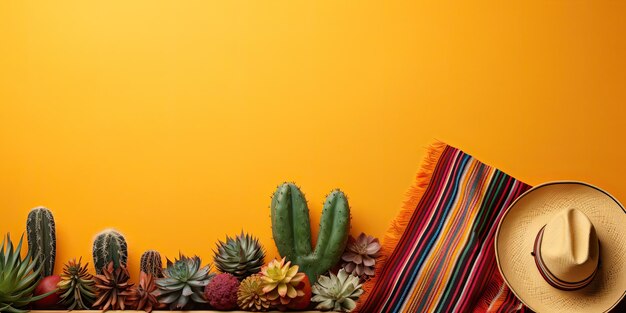 Cinco de mayo banner with blank space for text orange background cinco de mayo background