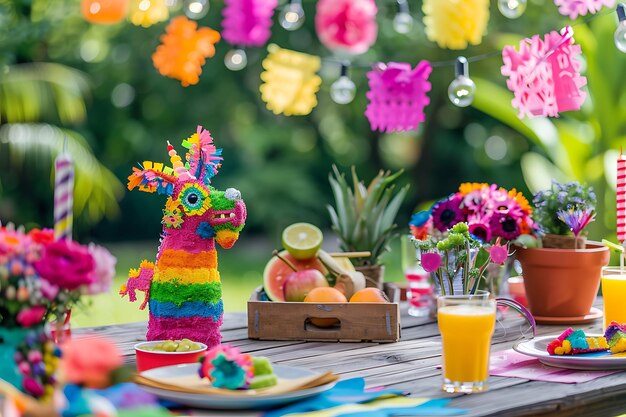 Foto cartella di saluto cinco de mayo con pianta di festa messicana