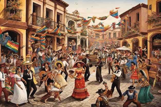 Cinco De Mayo Celebration Scenes Drawing Image