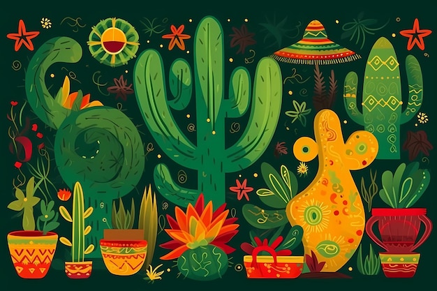 Cinco de Mayo federal holiday in Mexico background ilustration generated ai