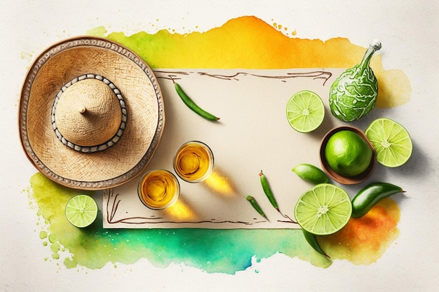 Cinco de Mayo feestelijke vakantie aquarel achtergrond fiesta banner