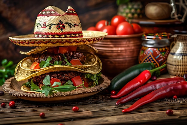 A cinco de mayo festibal food and drinks background 13