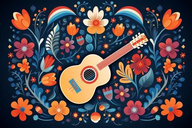 Photo cinco de mayo festival with floral guitar