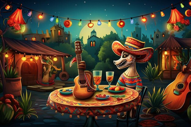 Иллюстрации к празднику Cinco De Mayo рисуют изображение