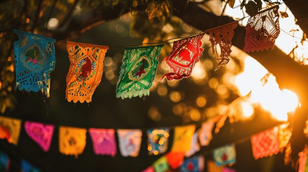 Cinco de Mayo Flags at Sunset