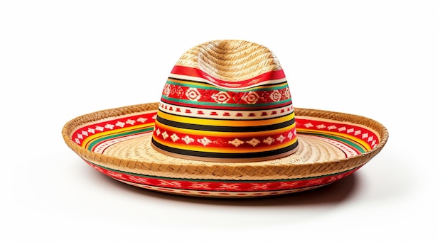 Photo cinco de mayo hat mexican sombrero hat white background generative ai