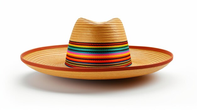 Photo cinco de mayo hat mexican sombrero hat white background generative ai