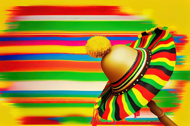 Photo cinco de mayo holiday background made from maracas mexican blanket stripes or poncho generative ai