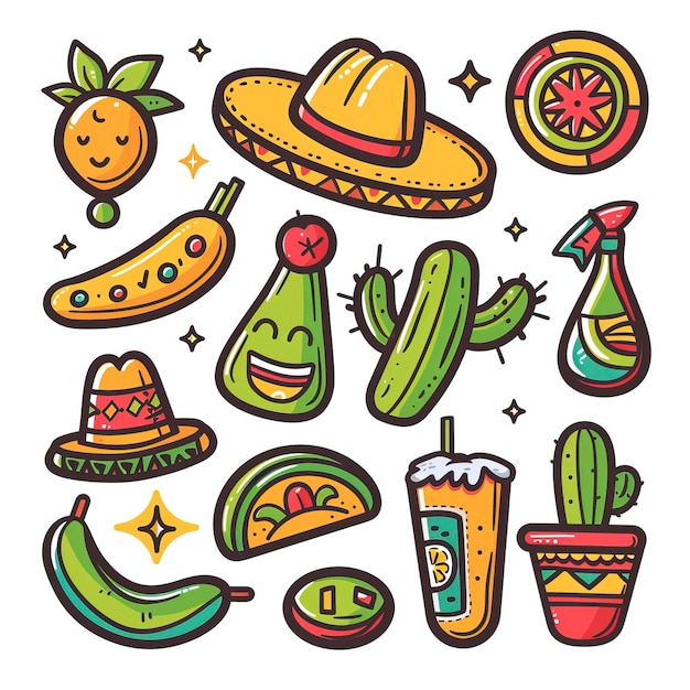 음악 기타 마라카스 타스 및 테킬라 병 요소와 함께 Cinco de Mayo 휴일 배경