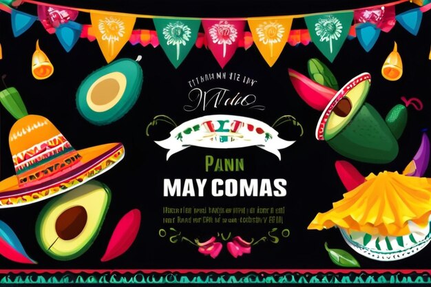 Photo cinco de mayo holiday flyer or banner for mexican fiesta celebration vector background