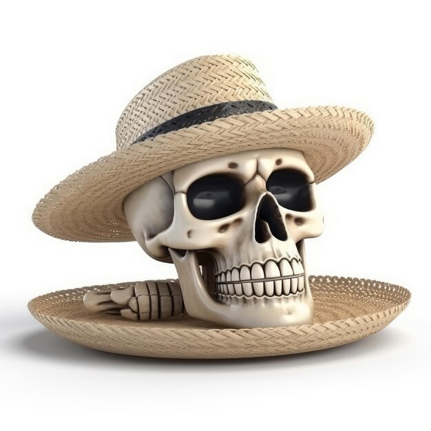 Cinco de mayo holiday skull in a sombrero on a white background