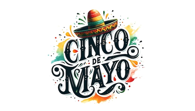 Cinco de mayo lettering illustration in watercolor style