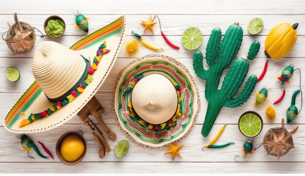 Cinco de Mayo 5월 5일 멕시코 연방 공휴일 배너 및 포스터 디자인 플래그 및 장식