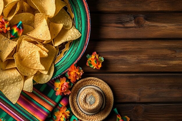 사진 파티 ai 생성을 위한 cinco de mayo 멕시코 휴일 테이블 배열