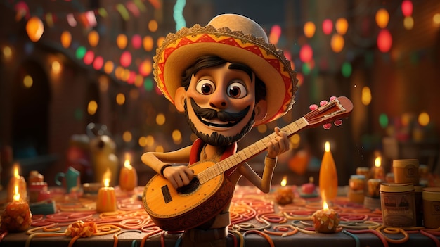 Foto cinco de mayo mexico's definitieve moment 5 mei cartoon stijl 3d generatieve ai