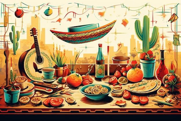 Cinco De Mayo Party Illustrations Drawing Image