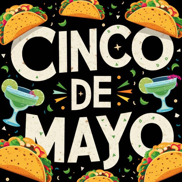 Foto cinco de mayo poster op zwarte achtergrond