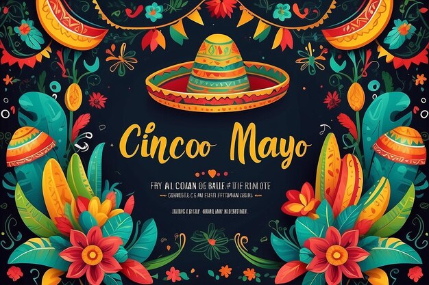 Photo cinco de mayo poster template text customized for invitation for fiesta party