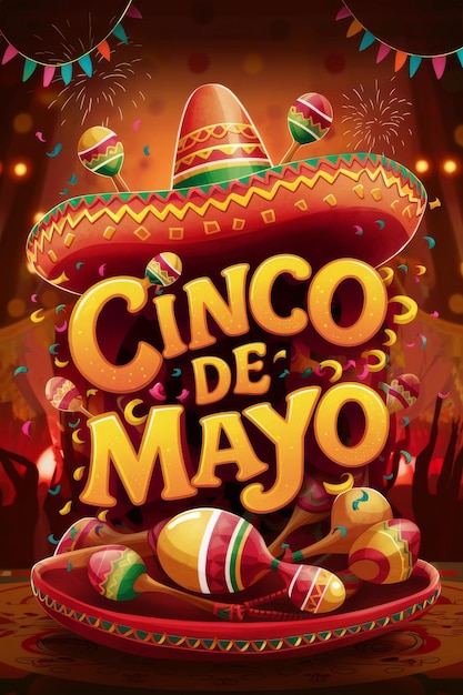 Foto poster del cinco de mayo con il sombrero