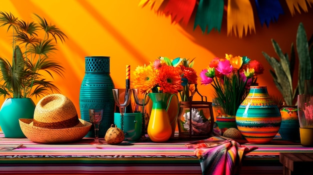 Cinco de Mayo table mock up Generative AI illustrator