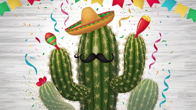 Cinco de Mayo with cactus Generative ai