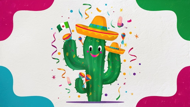 Cinco de Mayo with cactus Generative ai