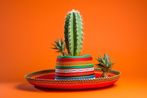 Cinco de mayo with hat and cactus