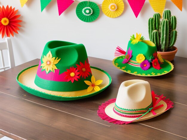 Cinco de Mayo with a vibrant Mexican cactus and festive sombrero hat