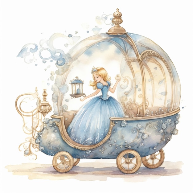 Cinderella carriage with a princess in it and a candle generative ai