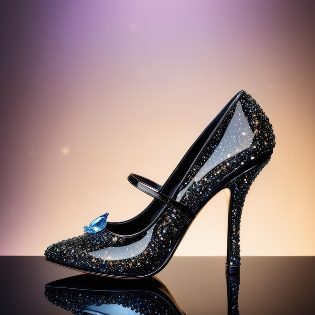 Cinderellas black glass shoe