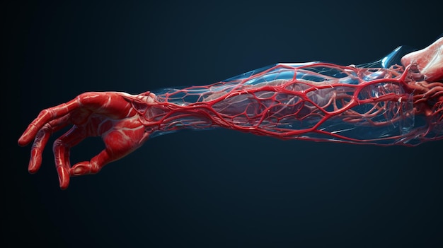 Photo cinema 4d rendering of arterial structure of the arm